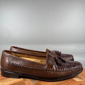 Zelli Mens Brown Leather Tassel Loafers Exotic Skin Handcrafted Italy Size 10.5
